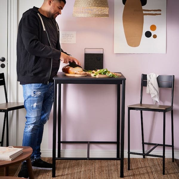 Ikea SANDSBERG / SANDSBERG - Bar table and 2 bar stools, black/black, 67x67 cm