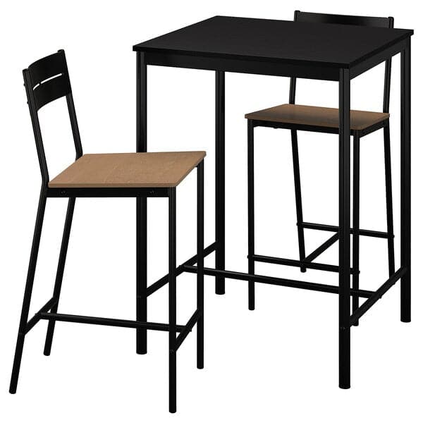 Ikea SANDSBERG / SANDSBERG - Bar table and 2 bar stools, black/black, 67x67 cm