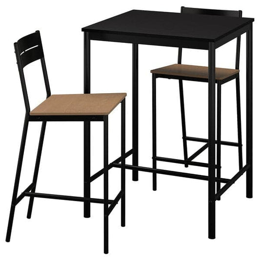 Ikea SANDSBERG / SANDSBERG - Bar table and 2 bar stools, black/black, 67x67 cm