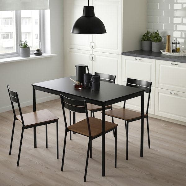 SANDSBERG / SANDSBERG - Table and 4 chairs, black/black, 110x67 cm - best price from Maltashopper.com 49420410