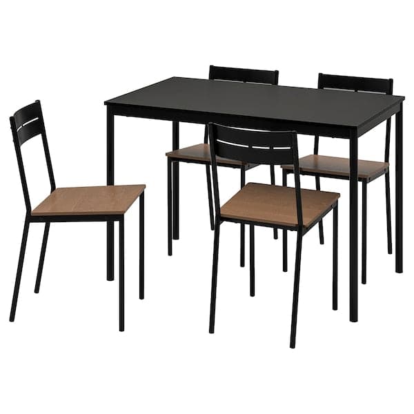 Ikea SANDSBERG / SANDSBERG - Table and 4 chairs, black/black, 110x67 cm