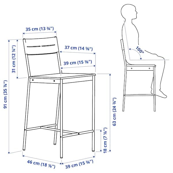 Ikea SANDSBERG - Bar stool, black/brown stained, 63 cm
