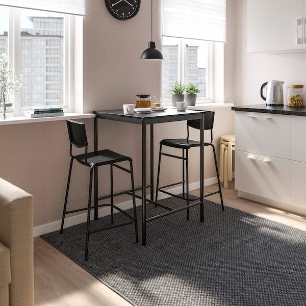 Ikea SANDSBERG / STIG - Bar table and 2 bar stools, black/black, 67x67 cm