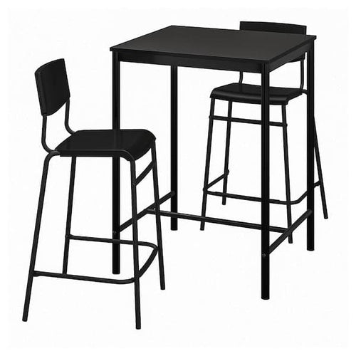 SANDSBERG / STIG - Bar table and 2 bar stools, black/black, 67x67 cm