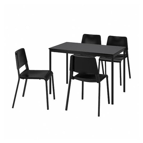 SANDSBERG / TEODORES - Table and 4 chairs, black/black, 110x67 cm