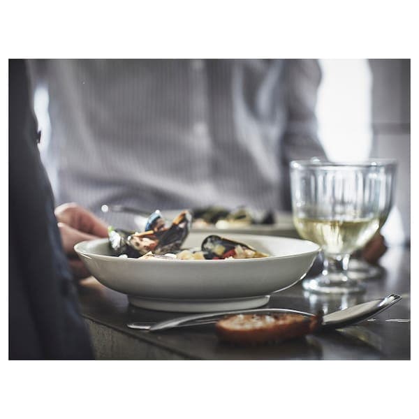 Ikea SANDSKÄDDA - Deep plate, light grey-beige, 21 cm