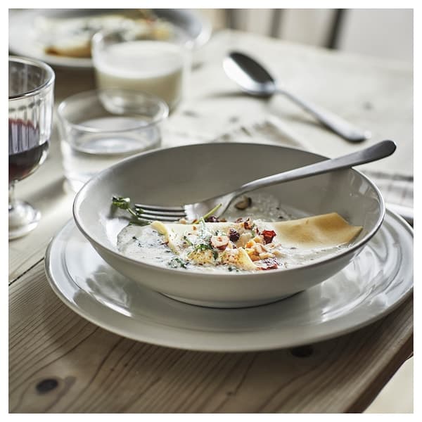 Ikea SANDSKÄDDA - Deep plate, light grey-beige, 21 cm