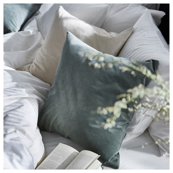 SANELA - Cushion cover, grey-green