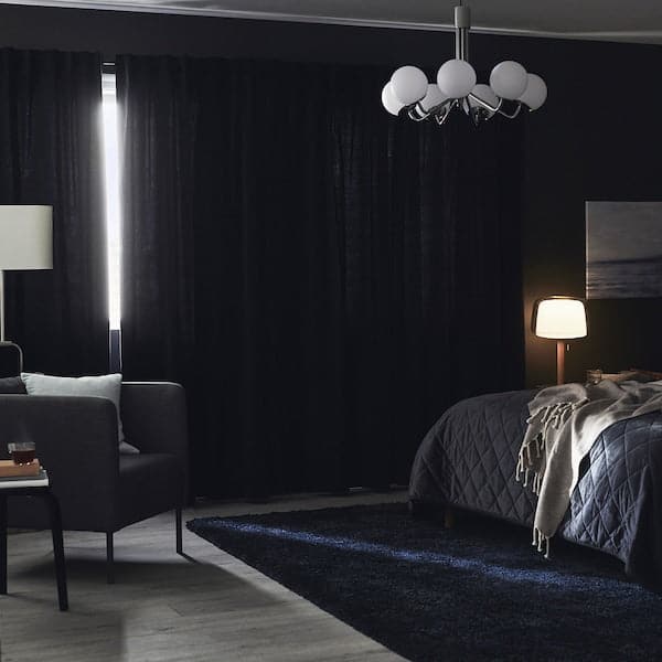 SANELA Semi-darkening curtains, 1 pair - dark blue 140x300 cm , 140x300 cm - Premium Curtains & Drapes from Ikea - Just €116.99! Shop now at Maltashopper.com