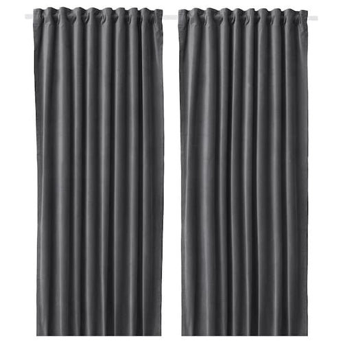 SANELA Semi-darkening curtains, 1 pair - dark gray 140x300 cm , 140x300 cm