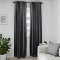 SANELA Semi-darkening curtains, 1 pair - dark gray 140x300 cm , 140x300 cm - best price from Maltashopper.com 40414022