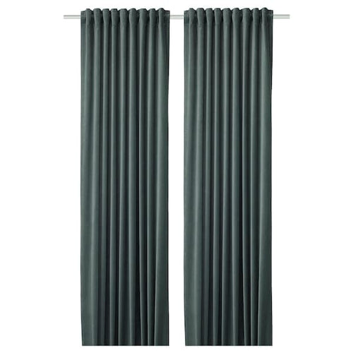 SANELA Semi-dark curtains, 1 pair - grey-green 140x300 cm , 140x300 cm