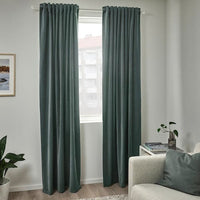 SANELA Semi-dark curtains, 1 pair - grey-green 140x300 cm , 140x300 cm - best price from Maltashopper.com 70512950