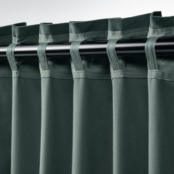 SANELA Semi-dark curtains, 1 pair - grey-green 140x300 cm , 140x300 cm - best price from Maltashopper.com 70512950