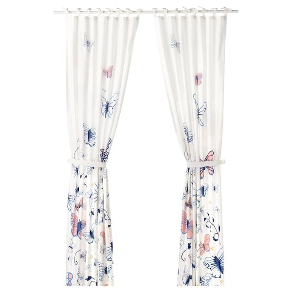 SÅNGLÄRKA - Curtains with tie-backs, 1 pair, butterfly/white blue , 120x300 cm - Premium Baby & Toddler from Ikea - Just €45.99! Shop now at Maltashopper.com