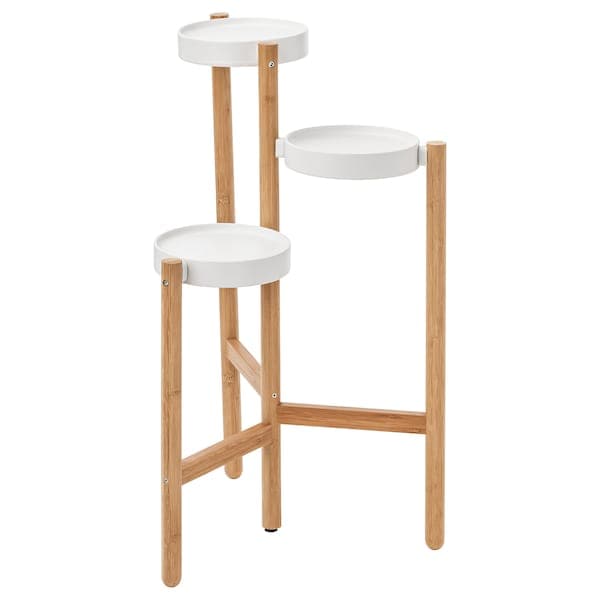 SATSUMAS - Plant stand, bamboo/white, 78 cm