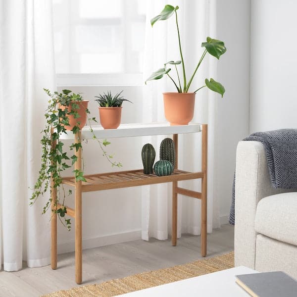SATSUMAS - Plant stand, bamboo/white, 70 cm - best price from Maltashopper.com 90258156