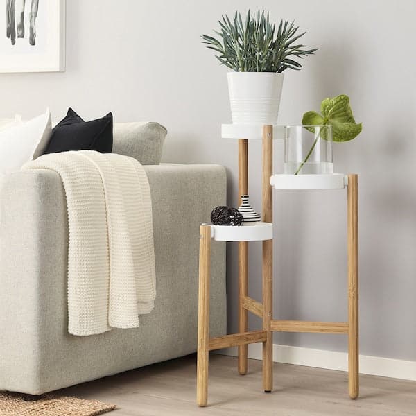 Ikea SATSUMAS - Plant stand, bamboo/white, 78 cm