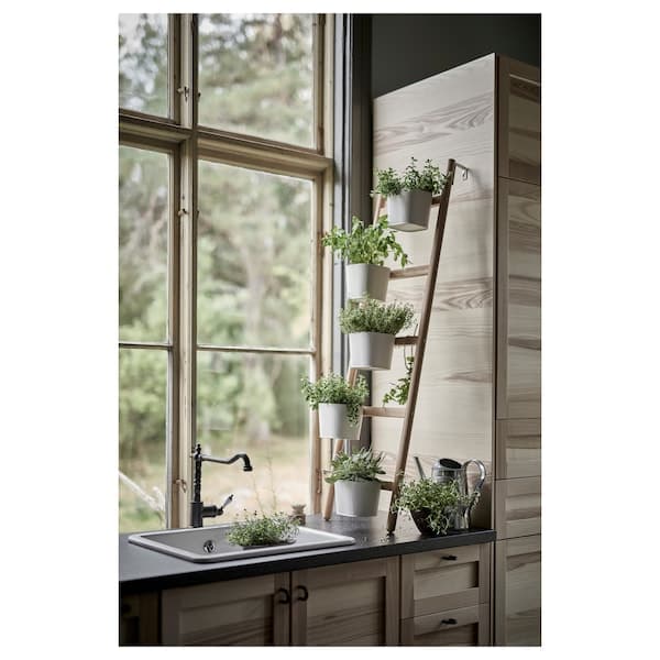 SATSUMAS - Plant stand with 5 plant pots, bamboo/white, 125 cm - best price from Maltashopper.com 10258155