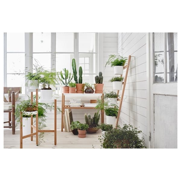 SATSUMAS - Plant stand with 5 plant pots, bamboo/white