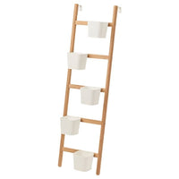 SATSUMAS - Plant stand with 5 plant pots, bamboo/white, 125 cm - best price from Maltashopper.com 10258155