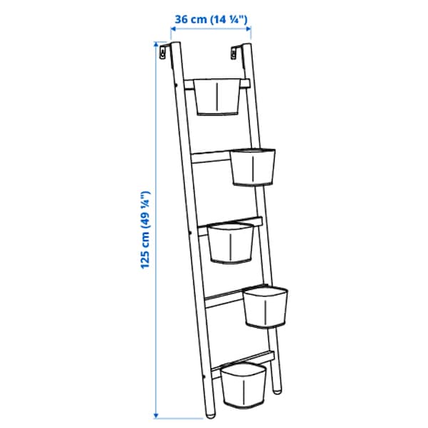 SATSUMAS - Plant stand with 5 plant pots, bamboo/white, 125 cm - best price from Maltashopper.com 10258155