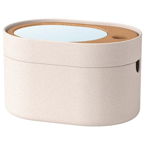 SAXBORGA storage box with mirror lid, plastic cork, 24x17 cm