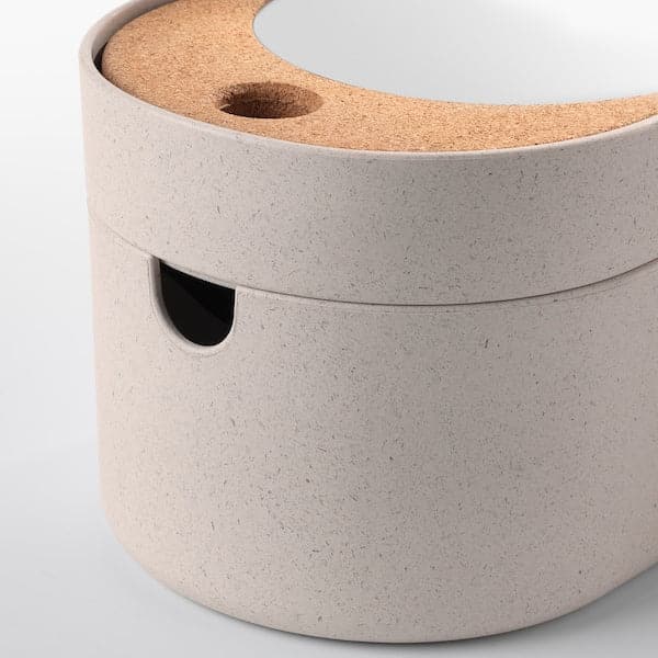SAXBORGA - Storage box with mirror lid, plastic cork
