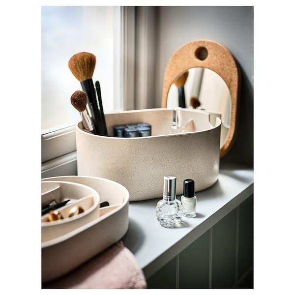 SAXBORGA - Storage box with mirror lid, plastic cork , 24x17 cm - best price from Maltashopper.com 80391882