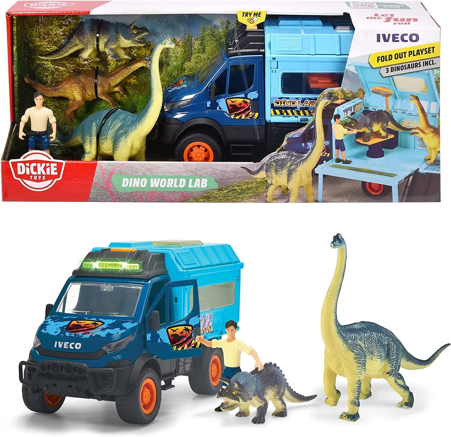 Dino World Lab 28 cm lights and sounds + 3 disnosaurs and character