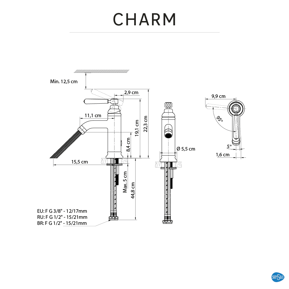 CHARM BASIN MIXER CHROME RETRO