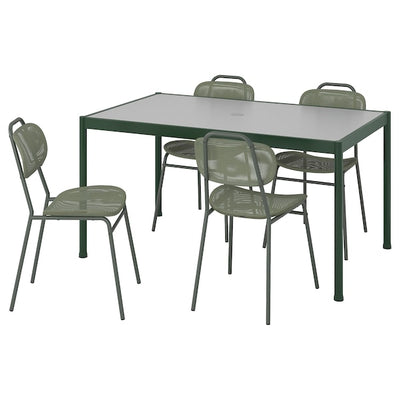 SEGERÖN / ENSHOLM - Table and 4 chairs, outdoor dark green/green,147 cm - best price from Maltashopper.com 99544738