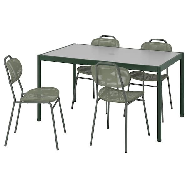 Ikea SEGERÖN / ENSHOLM - Table and 4 chairs, outdoor dark green/green, 147 cm