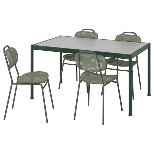 Ikea SEGERÖN / ENSHOLM - Table and 4 chairs, outdoor dark green/green, 147 cm
