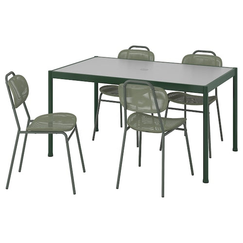 SEGERÖN / ENSHOLM - Table and 4 chairs, outdoor dark green/green, 147 cm