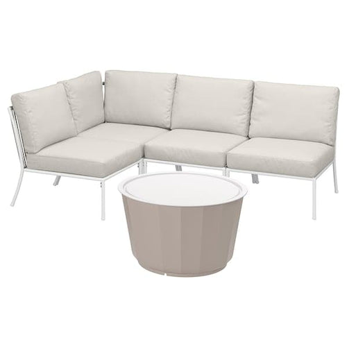 SEGERÖN / LÅGASKÄR - Furniture set, 3 places, outdoor white/beige/Frösön/Duvholmen beige ,