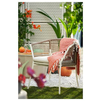 SEGERÖN - Garden chair with armrests, white/beige/Frösön/Duvholmen beige , - best price from Maltashopper.com 99494842