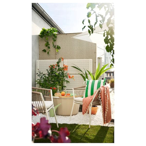 Ikea SEGERÖN - Garden chair with armrests, white/beige/Frösön/Duvholmen beige ,