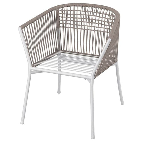 SEGERÖN - Chair with armrests, outdoor, white/beige
