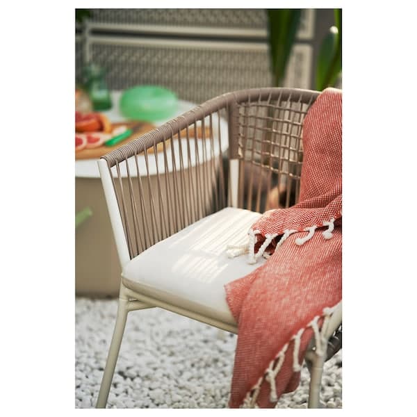 Ikea SEGERÖN - Chair with armrests, outdoor, white/beige