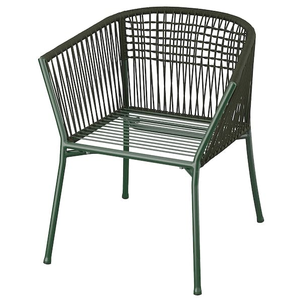 SEGERÖN - Chair with armrests, outdoor, dark green - best price from Maltashopper.com 10514754