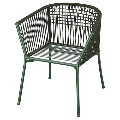 SEGERÖN - Chair with armrests, outdoor, dark green