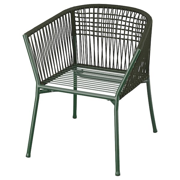 SEGERÖN - Chair with armrests, outdoor, dark green