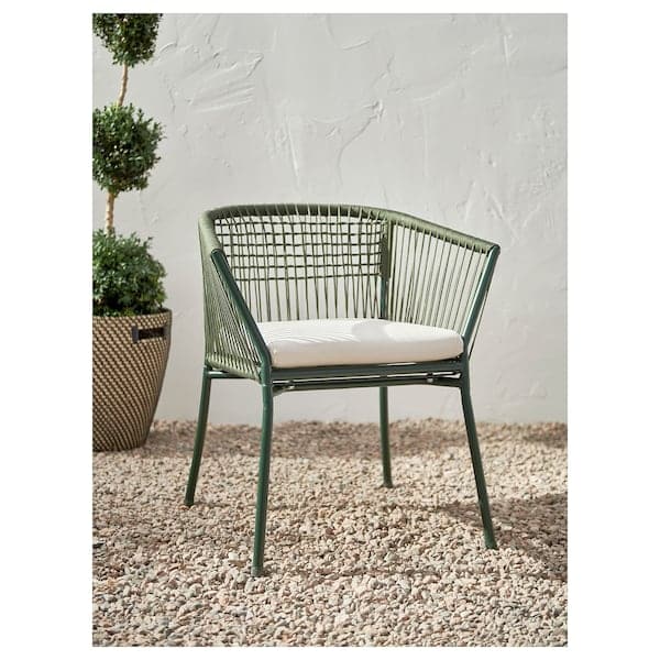 SEGERÖN - Chair with armrests, outdoor, dark green - best price from Maltashopper.com 10514754