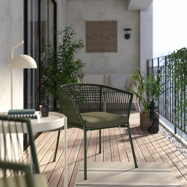SEGERÖN - Chair with armrests, outdoor, dark green - best price from Maltashopper.com 10514754