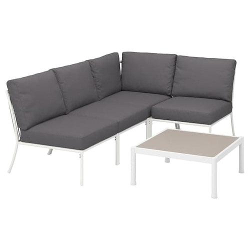 SEGERÖN - Furniture set, 3 places, outdoor white/beige/Frösön/Duvholmen dark grey ,