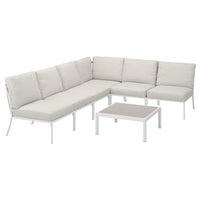 SEGERÖN - Garden furniture set, 5 places, outdoor white/Frösön/Duvholmen beige , - best price from Maltashopper.com 89494852