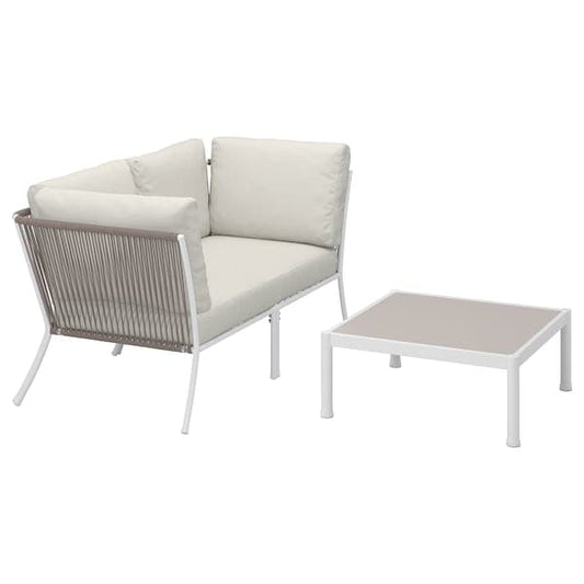 SEGERÖN - 2-seater garden furniture set, white/beige/Frösön/Duvholmen beige , - best price from Maltashopper.com 99494856