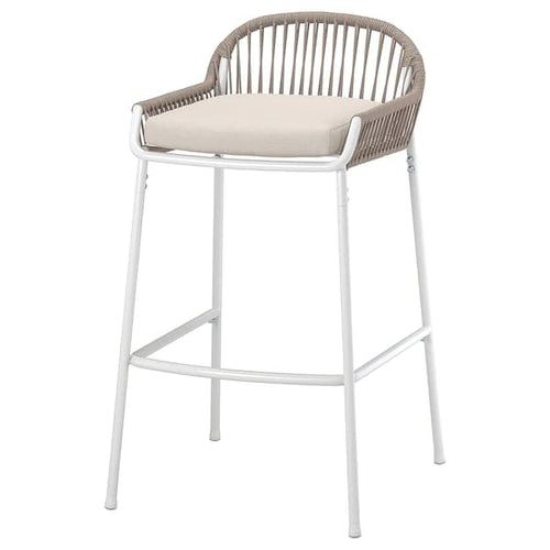 SEGERÖN - Outdoor bar stool, white/beige/Frösön/Duvholmen beige, 73 cm