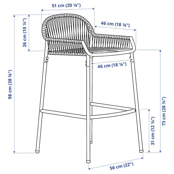 SEGERÖN - Outdoor bar stool, white/beige, 73 cm , 73 cm - Premium  from Ikea - Just €109.99! Shop now at Maltashopper.com